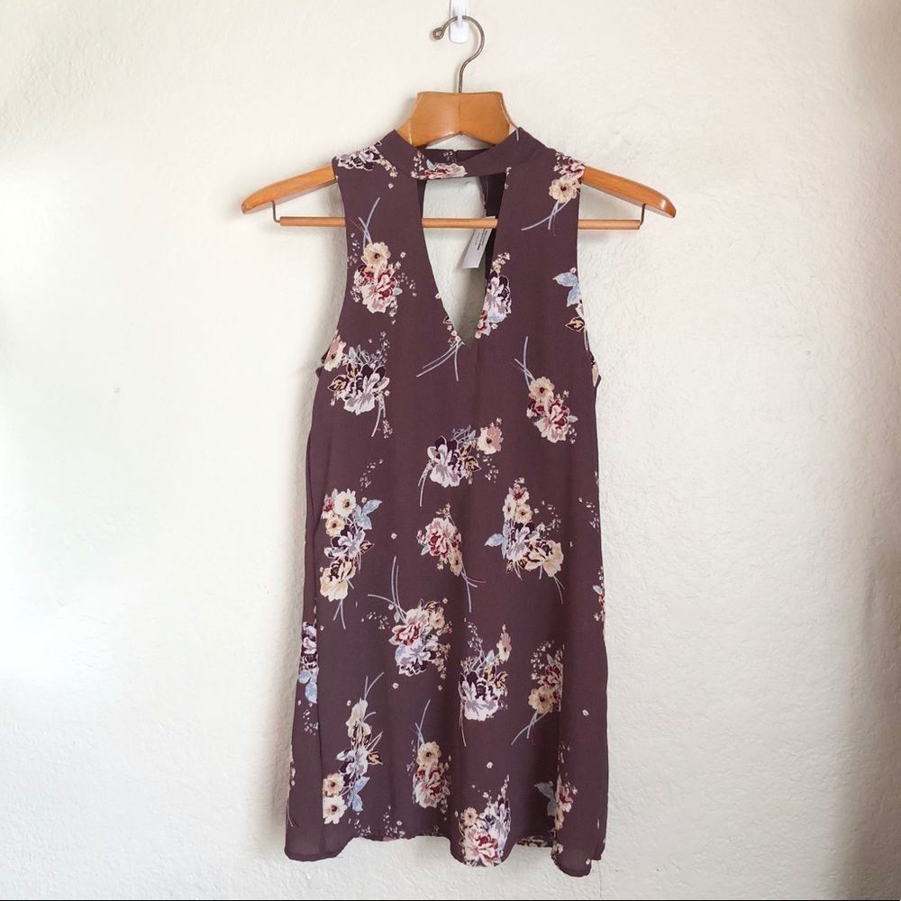 NWT Socialite Brown Floral Cut Out Dress - Picture 5 of 8
